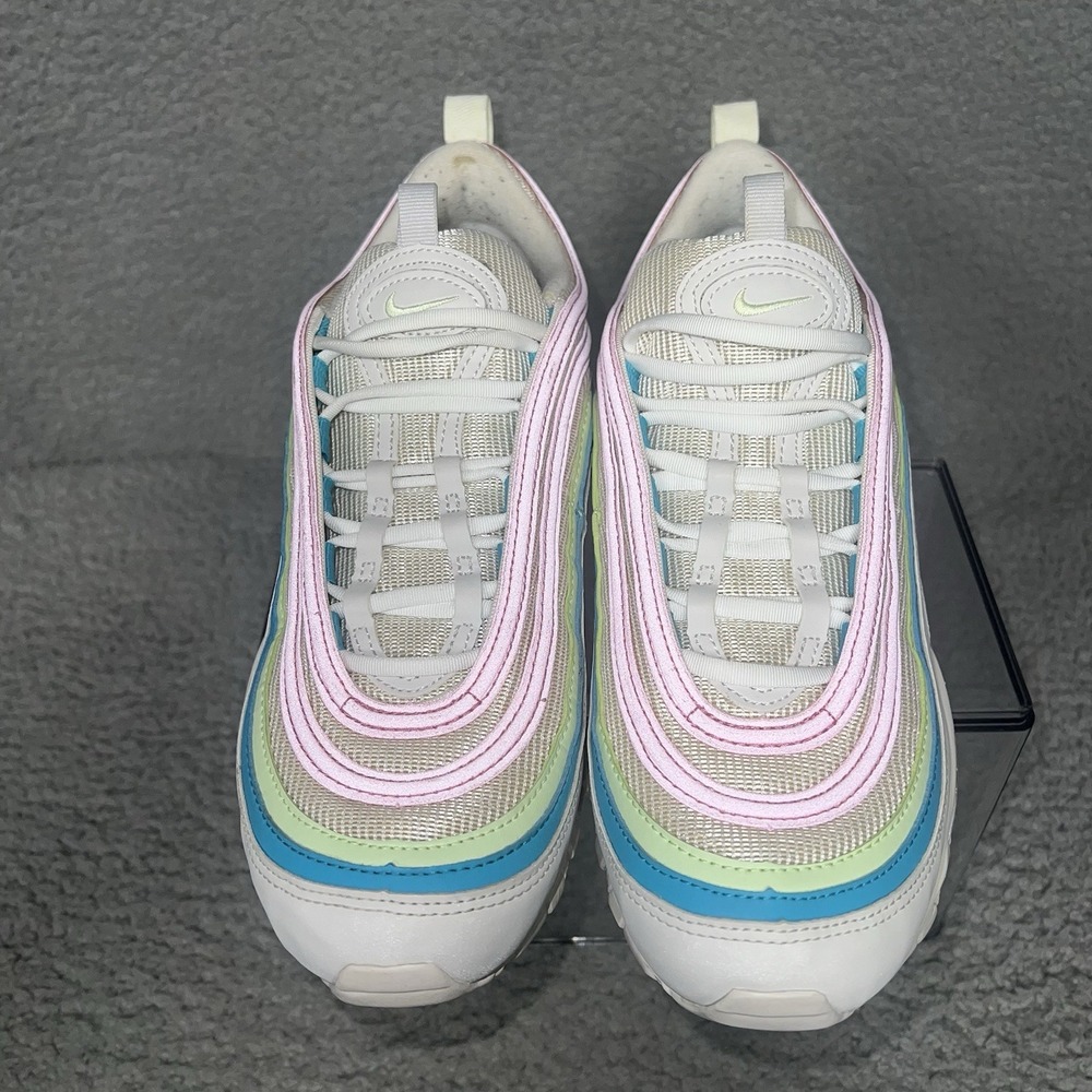 Nike Air Max 97 Easter Sneakers Women 9.5 Running Shoe White Volt Pink CW7017100 - Picture 3 of 7